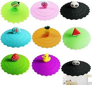 CJBIN Silicone Cup Cover, 8 Pcs Anti-dust Cup Covers, Reusable Silicone Glass Cup Covers, Silicone Cup Lids, for Coffee Beer Mug Wine Glass Home Outdoors (10.8cm)