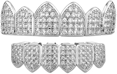 Grillz Teeth Men 18K Plated Gold Grills for Your Teeth Jewelry Hip Hop Cubic Zirconia Top Bottom Grills Mouth Tooth Cap