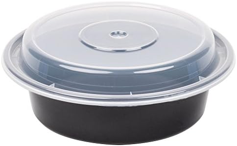 Pactiv NC948B VERSAtainers, 1-Comp, Black/Clear, 48oz, 9"Dia (Case of 150)