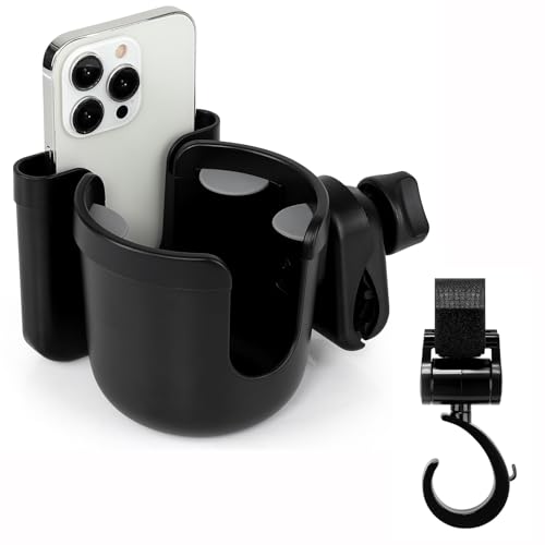 Accmor Walker Cup Holder with Hook Set Wheelchair Cup Holder Stroller Cup Holder Universal Cup Holder for Walker Wheelchair Rollator Stroller Scooter Bike Accessory