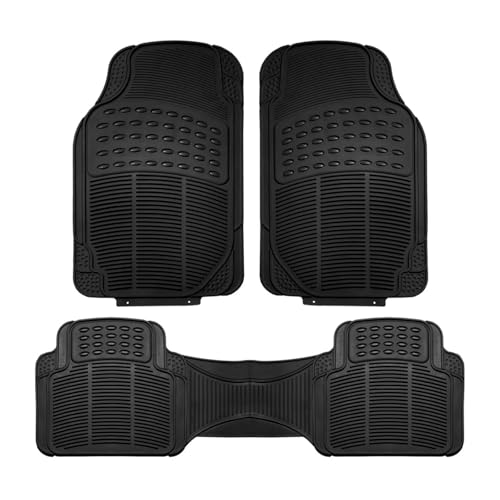 Enerfero Alfombrillas de Goma Universales Coche, Alfombrilla de Coche Caucho, Alfombrilla automóvil Ajustables, Delanteras 44.5x72 cm, traseras 43.5x43.5 cm, Color Negro (Sport)