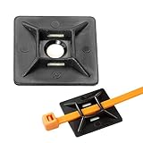 UKCable-Ties Self Adhesive Cable Tie Base Mount 19mm x 19mm (3/4 inch) Black - Pack of 50