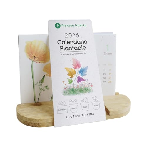 Planeta HUERTO | Calendario Plantable 2026 – Diseño Ecológico y Sostenible para Cultivar Flores Mes a Mes, Ideal para Conectar con la Naturaleza