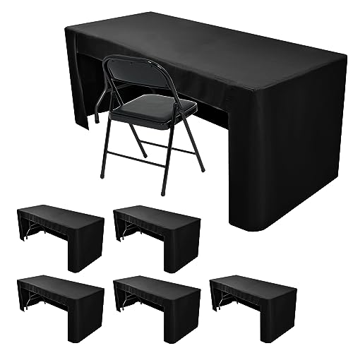 Nasitos 6 Pack Black Fitted Table Covers for 4 Foot Tables-Open Back Folding Table Cloth Washable Tablecloths for Trade Show, Craft Show, Grad Party, Vendor Booth
