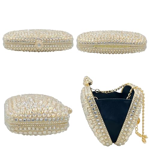 Image of Boutique De FGG Mini Crystal Clutch Purse for Women Formal, Spikes Rhinestone Clutch Evening Bag, Wedding Party Handbag