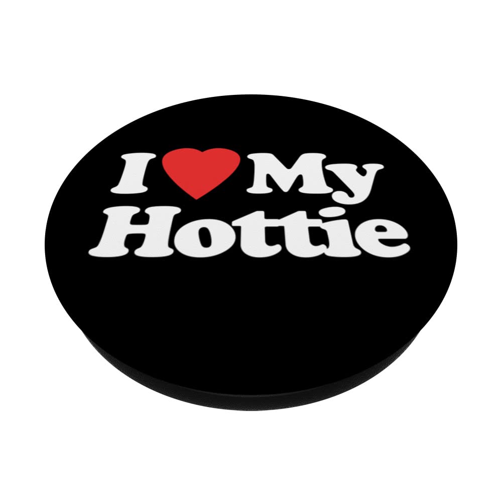 I Love My Hottie - Funny Saying Cute Boyfriend Girlfriend PopSockets Swappable PopGrip, Black - Image 2
