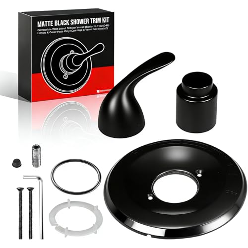 Manija y Placa de Cubierta de Ducha Negro Mate - Compatible con Válvulas de Ducha Seleccionadas (Reemplaza T13020-BL), Solo Manija y Placa de Cubierta (Cartucho y Válvula no incluidos) miniatura 1