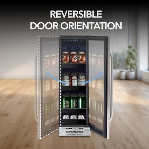 Whynter BBR-638SB Built-in Under Counter 12 inch Beverage Refrigerator and Cooler, Fridge with Glass Door, 2.0 Cubic Feet, Stainless, 75 Capacity, Can on Fridge.com