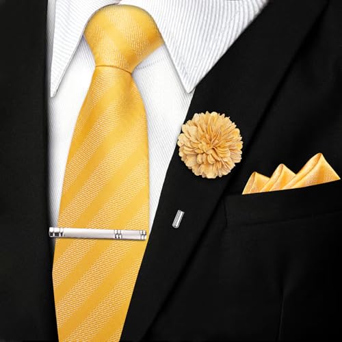 Image of DiBanGu Silk Pre-tied Ties for Men Formal Adjustable Necktie Set