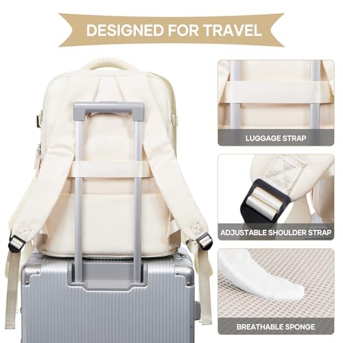 Image of coowoz Travel Backpack For Women Men,Carry On Backpack,Hiking Backpacks Waterproof Outdoor Sports Rucksack Casual Daypack travel essentials(Off White)