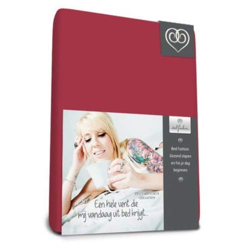 Bed-Fashion sábana Bajera, Jersey, Burdeos, Super-King, 200u00a0x 210u00a0cm