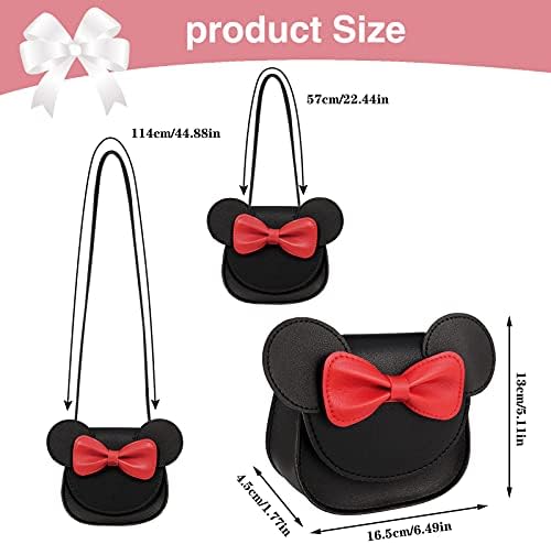 Heyu-Lotus Little Girls Shoulder Bag, Cute Mouse Ear Bow PU Handbags for Kids Girls Toddler