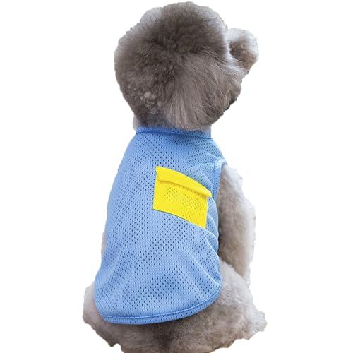 JPETTO犬服 メッシュ シャツ 春夏 ペット服 防虫 ひんやり ドッグウェア タンクトップ 通気性 犬用 涼やか UVカット 日焼き防ぐ 脱毛保護 小中大型犬25-5746ブルーM