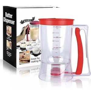 Pancake Batter Dispenser,4 Cup Cupcake Batter Dispenser Pancake Waffl Mix Dispenser Cream Separator with Measuring Label