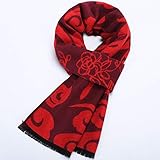 Big Schal, Schürze, Schal. QRYD Schal von mittlerem Alter Frau Schal Wilden Langen Seidensamt Winter ältere warme Schal Handtuch Red-OneSize