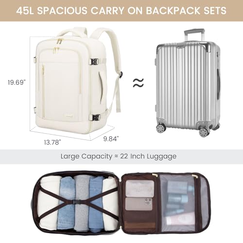 Morrales viaje lovevook beige 45L con porta portátil 18" miniatura 2