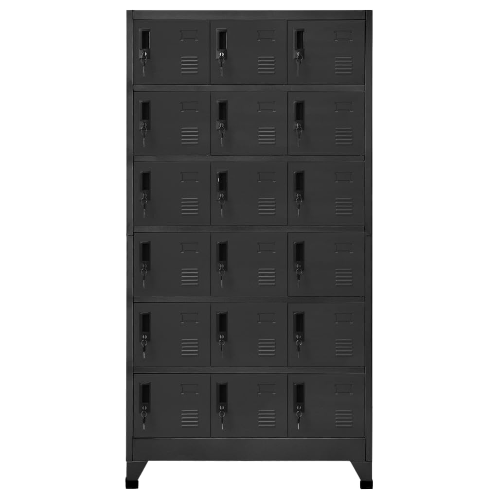vidaXL Armoire à Casiers Classeur Meuble de Rangement d'Equipements de Sport Produits de Nettoyage Intérieur Bureau Anthracite 90x40x180 cm Acier