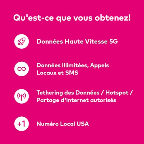 Carte SIM USA T-Mobile data illimitée appels SMS 28 jours - 2