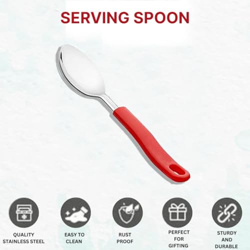 Image of Premium Stainless Steel Table Spoon Set of 6, Mirror Finish,15cm Large Dinner Spoons for Dining Table & Kitchen, Flatware, Luxury Dining Tableware Chammach Set, Dishwasher Safe - Multicolor