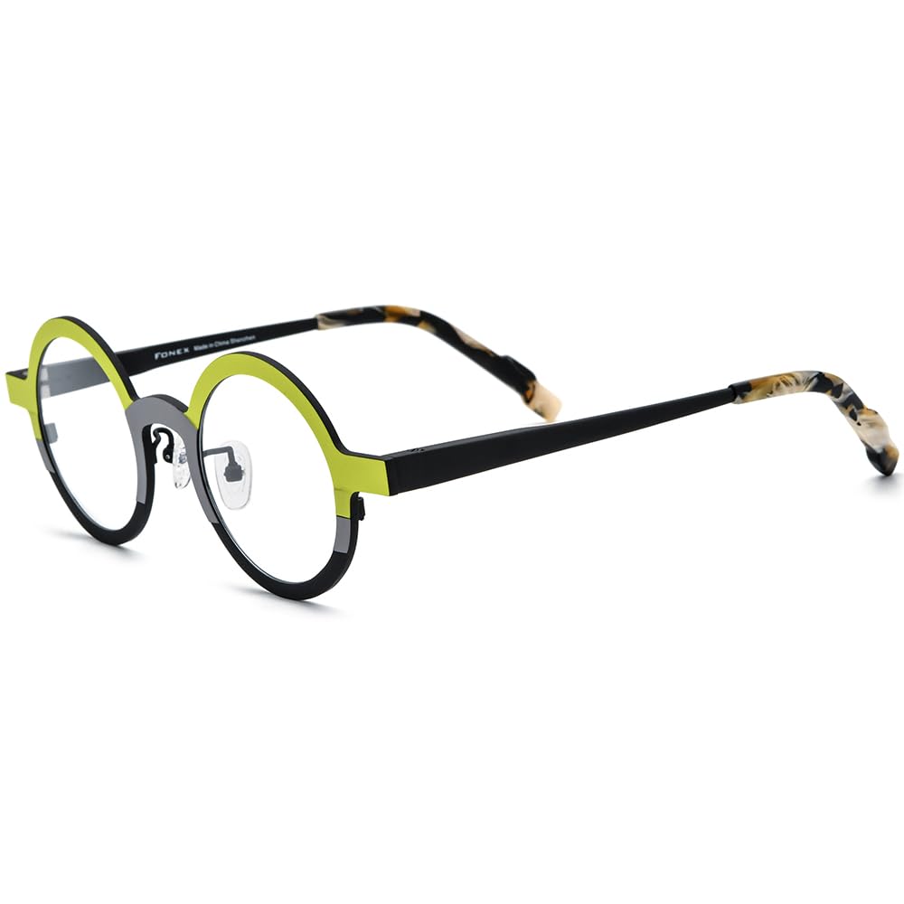 FONEX Colorful Pure Titanium Glasses Frame Women Retro Round Eyeglasses