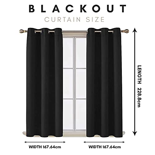 AR Ware Black Blackout Curtains, 2 Panels Drapes Eyelet Thermal Curtains for Living Room and Bedroom, Energy Saving - Image 2