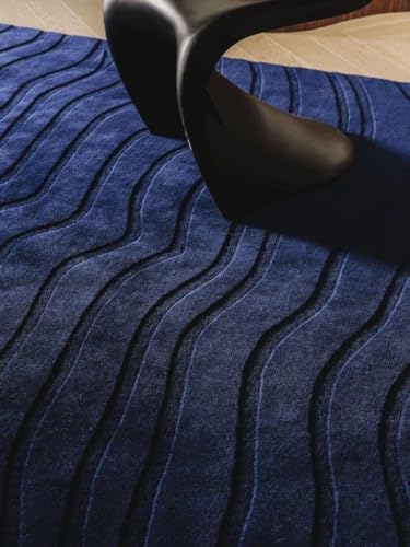 Image of Hand-Tufted Woolen Carpet for Living Room 6x9 feet Blue Color Anti-Skid Area Rug High Pile Thick Carpet & Rugs for Hall & Bedroom