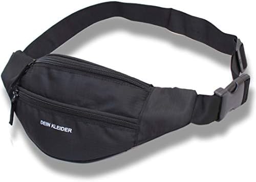 Waist Pack Travel Handy Hiking Zip Pouch Document Money Phone Belt Sport Bag Bum Bag for Men and Women Nylon (Black)