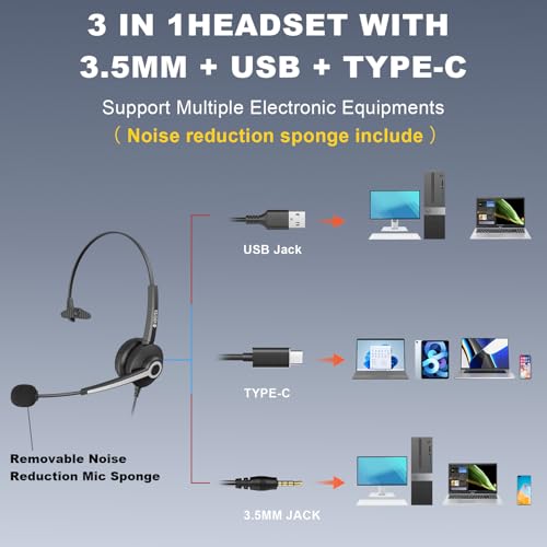 Casque de travail ordinateur USB avec micro antibruit pour PC et bureau - 4