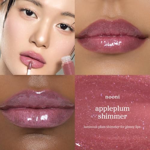 Image of NOONI Appleplum Lip Oil Shimmer - Plumping Tinted Glossy Lip Oil