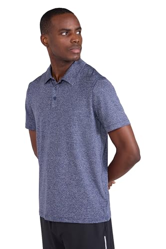 Mountain Warehouse Agra Striped Mens Polo Tshirt - UV Protection Tee, Sweat Wicking Top, Lightweight, Casual T-Shirt- for Spring Summer, Walking, Running & Sports Navy XL