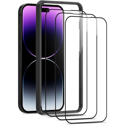 Beukei 3 Stück Panzer Schutz Glas für iPhone 14 Pro Max mit Installationsrahmen, Schutzfolie, HD Glas Displayschutz, 9H ...