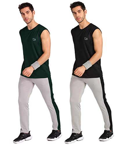 Image of TQH Sleeveless T Shirts for Men | Vest for Men | Tank Top Man | Sando for Man | Men's Sleeveless Gym Vest Round Neck Solid Casual T-Shirt for Workout Running Sports Beach