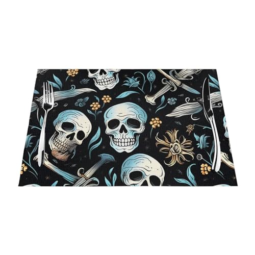 Set de table rectangulaire PVC tissé antidérapant résistant chaleur pirate - 4