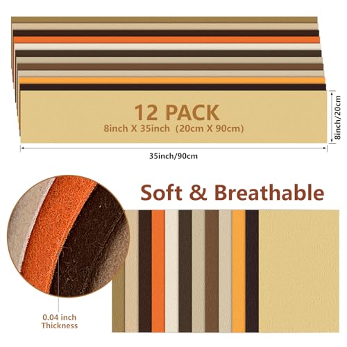 Image of 12 Rolls 8 inchx35 inch Large Stiff Felt Sheets, 1mm Felt Fabric Sheet for Crafts | 12 Assorted Brown Colors Felt Fabric Bundle Pack, Durable Nonwoven Fabric for DIY Sewing, Art, Party & Holiday Ornament