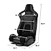 ModifyStreet Pair of All Black PVC w/Suede Snake Pattern & Rear Carbon Fiber Style leather Reclinable Racing Seats W/Silders