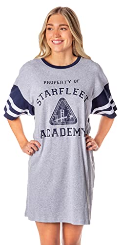 Intimo Womens Star Trek Property Of Starfleet Academy Varsity Football Tee Nightgown Night Pajama Shirt (Xxl) Grey #TOP16