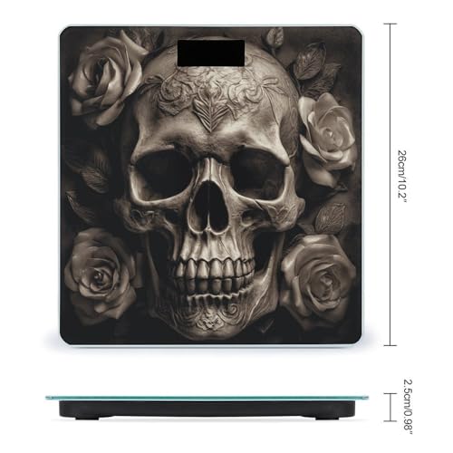 Báscula de baño digital con diseño de calavera y cuero miniatura 2
