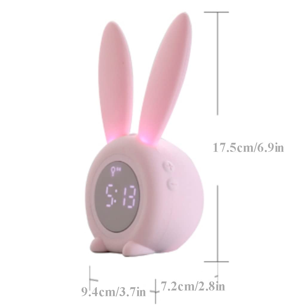 Budzik Budzik dzieci z nocnym światłem, Usb. Ładowanie inteligentnego czujnika, tryb drzemki, budzik ucha królika dla chłopców dziewcząt Przypomnienie czasowe (Color : Blue)