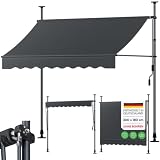 STEELSØN Dioran Klemmmarkise 300 cm breit – Markise Balkon ohne Bohren – Sonnenschutz UV50+ – Balkonmarkise zum Klemmen – Terrassenüberdachung wetterfest – Gartenmarkise höhenverstellbar in Anthrazit
