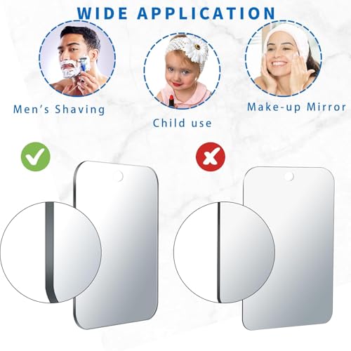 Image of Shatterproof Shower Mirror for Shaving with Hook (Larger 10.7x8 inch)30% Cheaper Than the Original,Unbreakable Plexiglass Makeup Mirror,Largest Bathroom Wall Hanging,Portable Handheld Camping