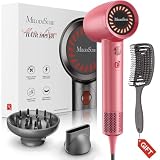 MelodySusie Hair Dryer with Diffuser, 1600W Fast Drying Low Noise Ionic Hair Dryer for Curly Hair with Diffuser,Nozzle and Hair Brush,120,000 RPM Blow Dryer Ideal for Women