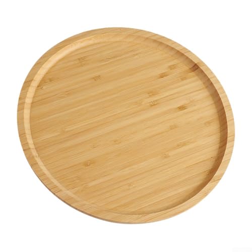 Yhenlovtt Plateau rond en bois de bambou avec support alimentaire pour cuisine, salle à manger, pizza 25 cm, plateau à pain en 20 cm, tailles de fruits de 30 cm pour servir le bar et la maison (30 x