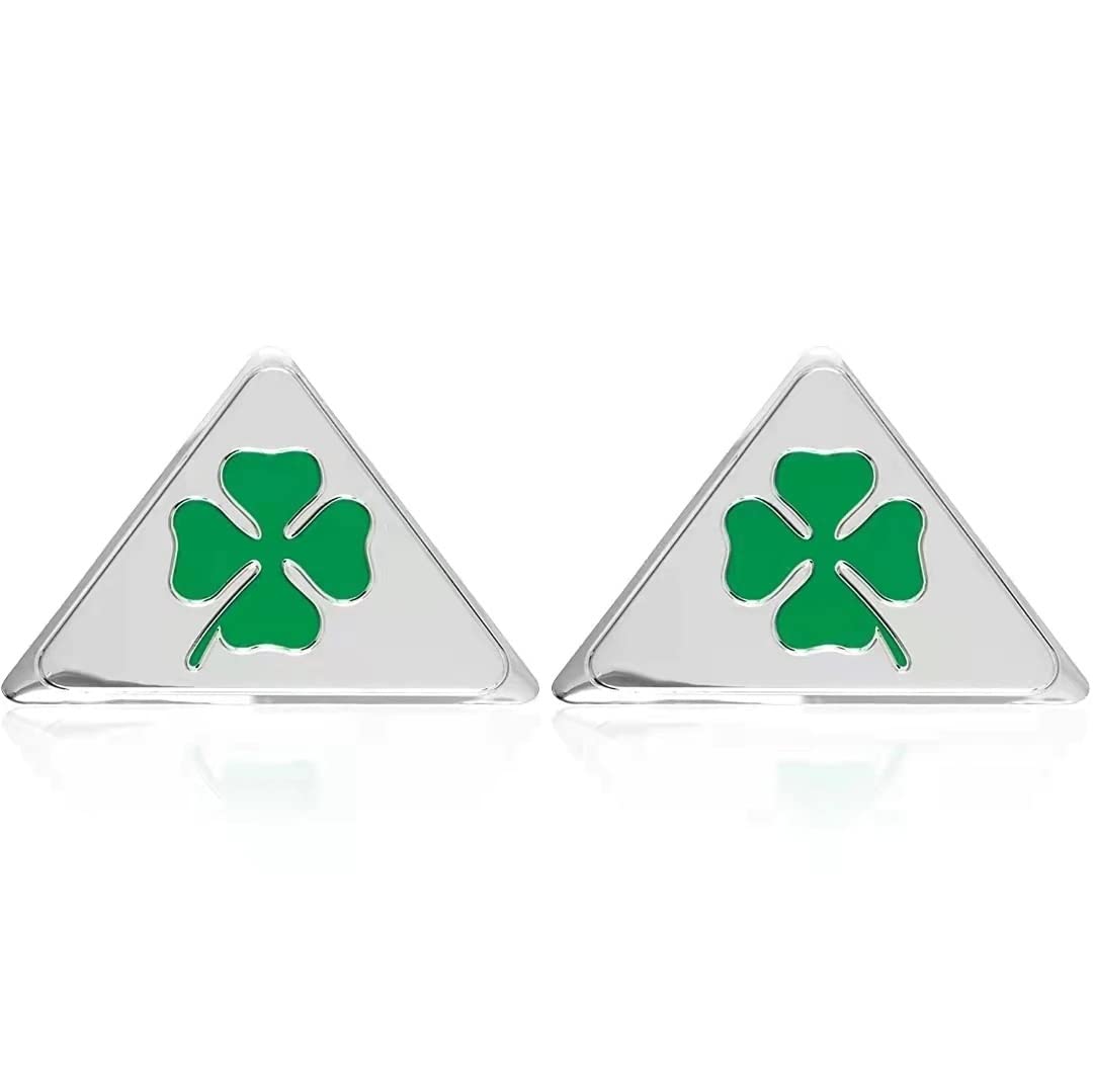 Coppia 2 Stemma Logo Triangolo Cromato con Quadrifoglio Verde QV Grandi Compatibile Per Alfa Romeo Sportiva Giulietta Mito Giulia Stelvio 147 159 Spider 4C Fregio Stemma Laterale