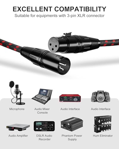 image for VANDESAIL XLR Cables 3 FT 4 Pack, XLR Microphone Cable Male to Female,