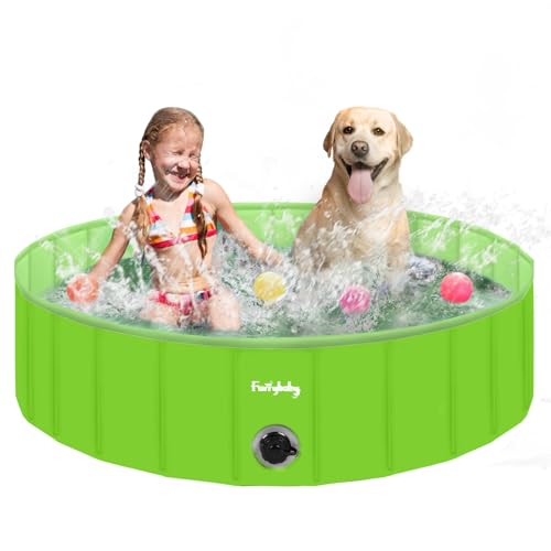 Furrybaby Dog Pool Foldable Dog Pools for Dogs Swimming Pool with Hard Plate Collapsible Pet Bath Pool Kiddie (Green 47'') 47*12inch Green