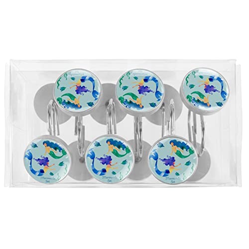 Crochets rideau de douche aquarelle verte pour une ambiance marine et zen - 6