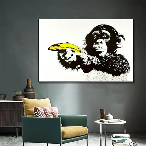 Toile singe abstrait grand format 60x80cm cadre interne - 4
