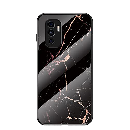 Jiajihua Cover Compatible with Vivo V23e / S10E 【PC Panel+Tempering Glass+TPU Silicone】 3 in 1 Shockproof Phone Case Glod