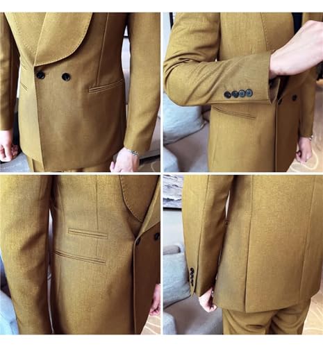 Double Breasted Suit Jacket for Men Solid Color Casual Business Wedding Groom Social Blazer2