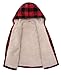 ZENTHACE Toddler Boys Girls Fleece Jacket Hoodie Flannel Lumberjack Plaid Shacket Sherpa Lined Button Up Hooded Sweatshirt Red 5T